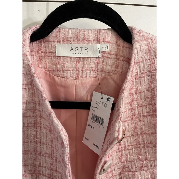 NWT ASTR The Label Cropped Tweed Jacket Pink Sz Small $110 New Preppy - Picture 5 of 7